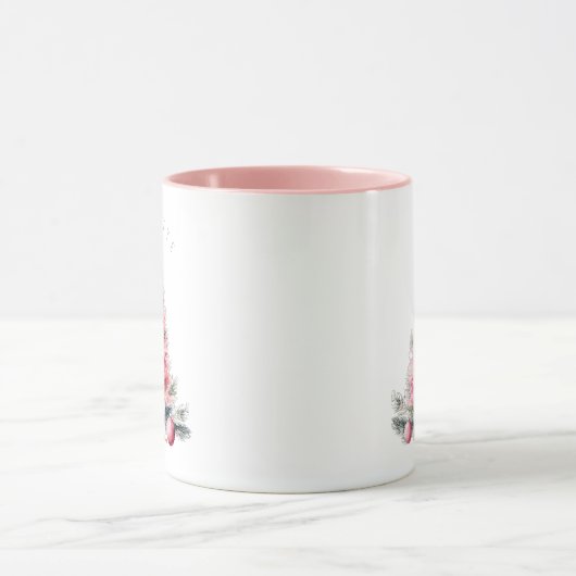 Shabby Chic Roze Kerst Hot Chocolate Mok (Midden)