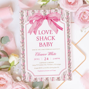Shabby Chic Roze Liefde Shack baby shower Kaart