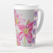 Shabby Chic roze Lily Floral Flowers Blue Spot Latte Mok (Rechterhoek)