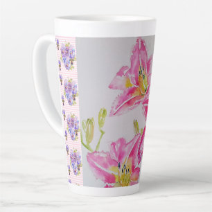 Shabby Chic roze Lily Floral Flowers Blue Spot Latte Mok