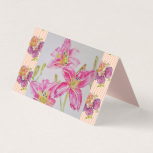 Shabby Chic roze Lily Floral Flowers Gingham Rozen Kaart