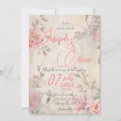  shabby chic roze met RSVP QR bruiloft Kaart (Voorkant)