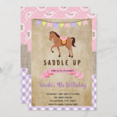 Shabby chic roze paard feest uitnodiging (Voorkant / Achterkant)