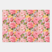 Shabby chic roze perzik bloemen inpakpapier vel (Voorkant 3)