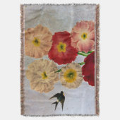 Shabby Chic  Roze Rode Witte Bloemen Bloemen op Bl Deken (Voorkant Verticaal)