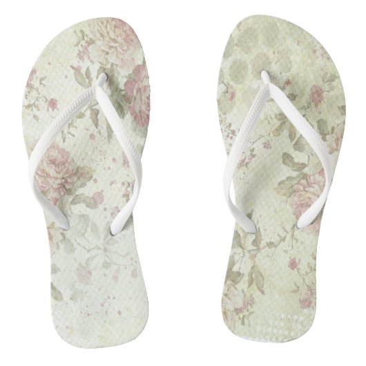 Shabby Chic Roze Roos Bloem Teenslippers (Voetbed)
