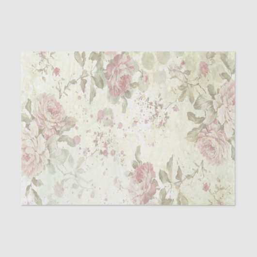 Shabby Chic Roze Roos Bloem Tissuepapier (Voorkant)
