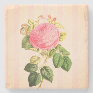 Shabby Chic Roze  Roos Marmeren Onderzetter