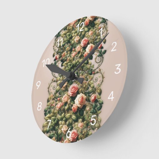 Shabby Chic Roze Rose Vines Bloemen Elegant Ronde Klok (Hoek)