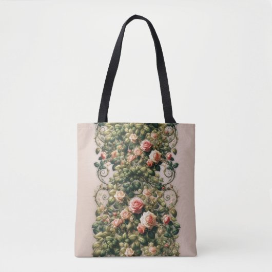 Shabby Chic Roze Rose Vines Bloemen Elegant Tote Bag (Voorkant)