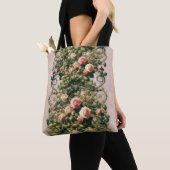 Shabby Chic Roze Rose Vines Bloemen Elegant Tote Bag (Dichtbij)