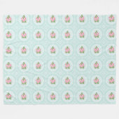 Shabby Chic roze Roses Blauwgroen Groot Fleece Deken (Voorkant (Horizontaal))