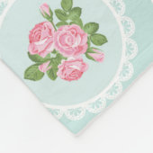 Shabby Chic roze Roses Blauwgroen Groot Fleece Deken (Hoek)