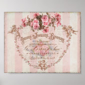 Shabby Chic Roze Roses Cupids Frans Script Poster (Voorkant)