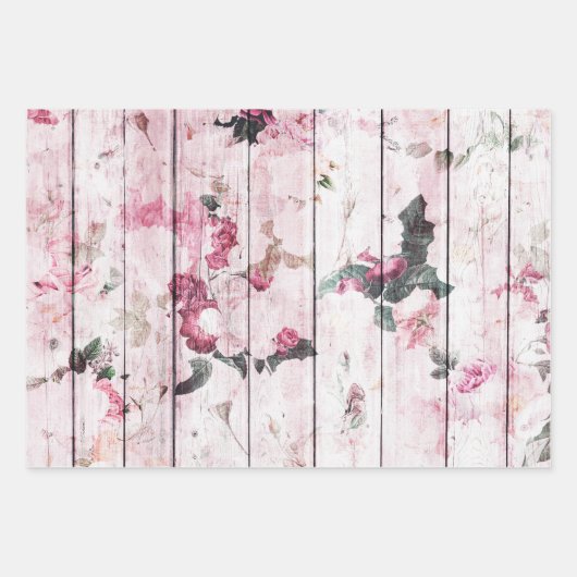 Shabby Chic roze Roses Inpakpapier Vel (Voorkant)