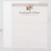 Shabby Chic roze Roses op Rustisch landhout Persoonlijk Briefhoofd (Voorkant / Achterkant)