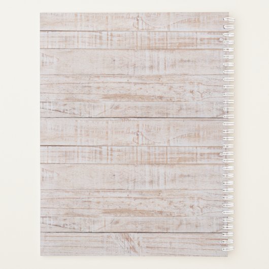 Shabby Chic roze Roses op Rustisch landhout Planner (Achterkant)