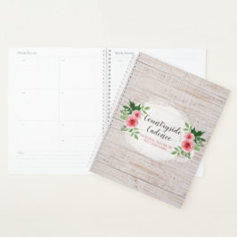 Shabby Chic roze Roses op Rustisch landhout Planner