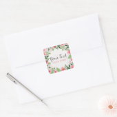 Shabby Chic roze Roses op Rustisch landhout Vierkante Sticker (Envelop)