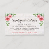 Shabby Chic roze Roses op Rustisch landhout Visitekaartje (Achterkant)