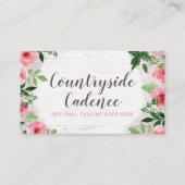 Shabby Chic roze Roses op Rustisch landhout Visitekaartje (Voorkant)