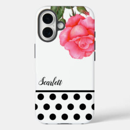 Shabby Chic roze Roses Polka Dots iPhone 16 Hoesje