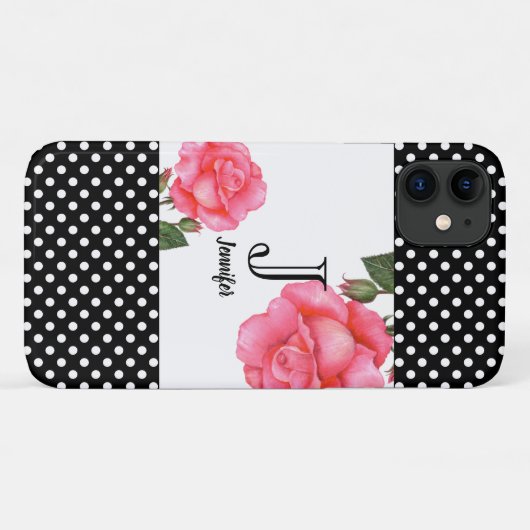 Shabby Chic roze Roses Polka Dots Case-Mate iPhone Case (Achterkant (horizontaal))