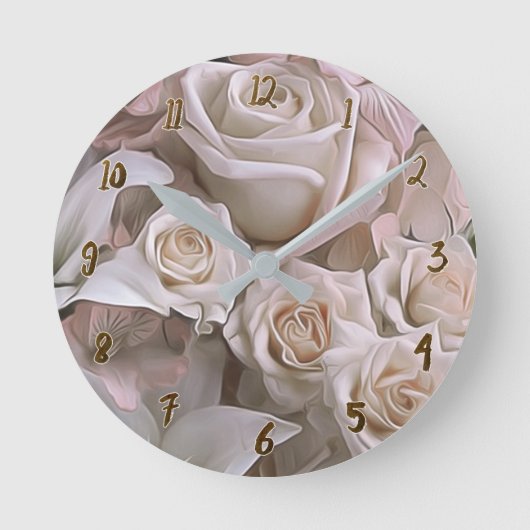 Shabby Chic roze Roses Rustic Glam Personaliseert Ronde Klok (Voorkant)