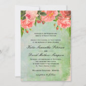 Shabby Chic roze Roses Wedding Invitation Kaart (Voorkant)