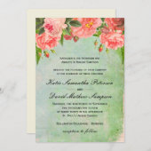 Shabby Chic roze Roses Wedding Invitation Kaart (Voorkant / Achterkant)