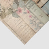 Shabby Chic Roze Rozen Antiek Boeken Tissuepapier (Detail)
