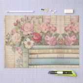 Shabby Chic Roze Rozen Antiek Boeken Tissuepapier (Craft)