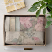 Shabby Chic Roze Rozen Antiek Boeken Tissuepapier (Geschenk)