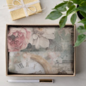 Shabby Chic  Roze Rozen Antiek klok Tissuepapier (Geschenk)