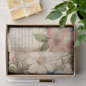 Shabby Chic  Roze Rozen Blauw Wit Bloemen Tissuepapier (Geschenk)