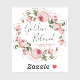 Shabby Chic  Roze Rozen Cirkel Logo Naam Sticker