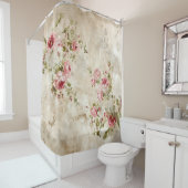 Shabby Chic Roze Rozen Douchegordijn (In situ)