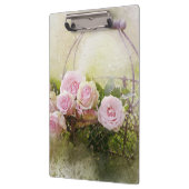 Shabby Chic roze rozen in mandje Klembord (Links)