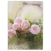 Shabby Chic roze rozen in mandje Klembord (Achterkant)