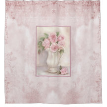 Shabby Chic Roze Rozen in Vase