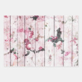 Shabby Chic Roze Rozen Inpakpapier Vel (Voorkant)