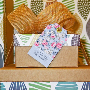Shabby Chic Roze Rozen Naadloos Patroon Cadeaulabel