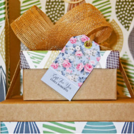 Shabby Chic Roze Rozen Naadloos Patroon Cadeaulabel