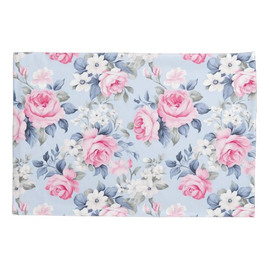 Shabby Chic Roze Rozen Naadloos Patroon Kussensloop (Achterkant)