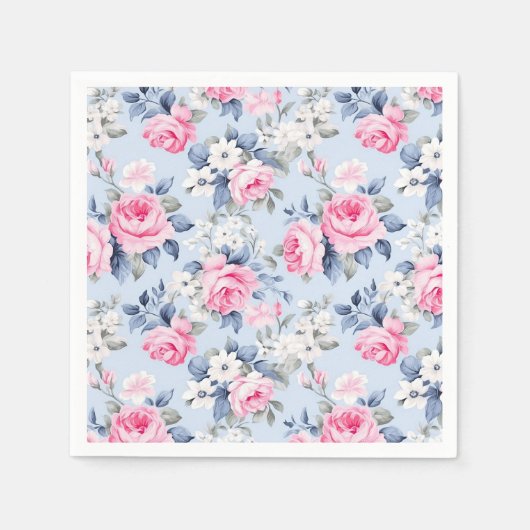 Shabby Chic Roze Rozen Naadloos Patroon Servet (Voorkant)