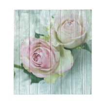 Shabby Chic roze rozen op blauw hout
