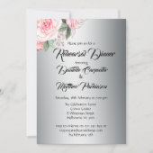 Shabby-Chic roze rozen op zilveren bruiloft repeti Kaart (Voorkant)