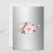 Shabby-Chic roze rozen op zilveren bruiloft repeti Kaart (Achterkant)