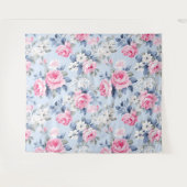 Shabby chic roze rozen patroon wandkleed (Voorkant (horizontaal))