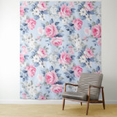 Shabby chic roze rozen patroon wandkleed (In situ)